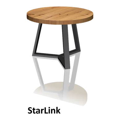 Couchtisch mit Holzplatte und schwarzen Metallgestell, Modell "StarLink"