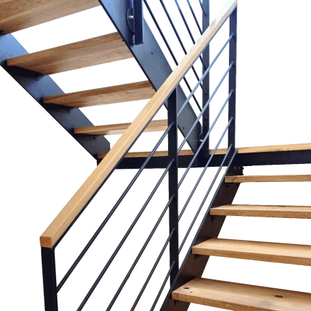 Treppen Eichen Holztreppe mit Metallgeländer, elegant und modern