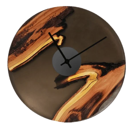 Dekoration Epoxidharz Wanduhr aus Zwetschgenholz