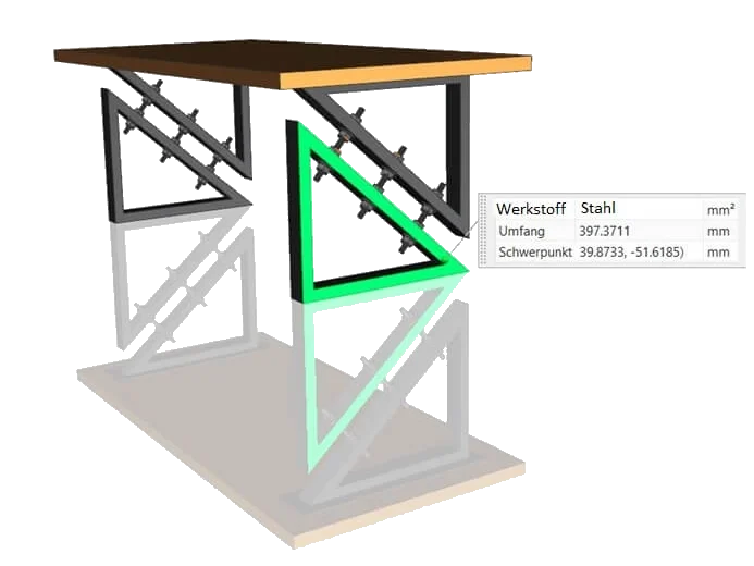 Ein Computer-Modell eines Tischgestells nach Kundenwunsch